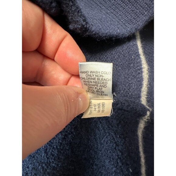 Banana Republic Navy Extra Fine Merino Wool Button-Up Cardigan Sweater Size L - Picture 7 of 8